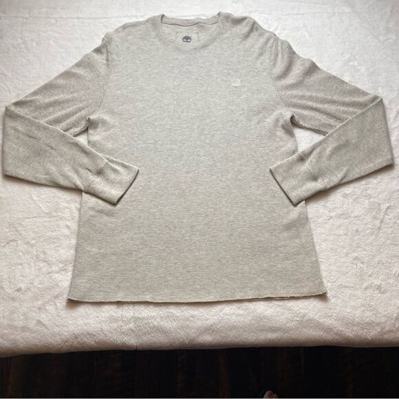Timberland Oatmeal Color Waffle Knit Long Sleeve Shirt Size Large - Picture 1 of 8